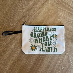 White and Green Canvas Pouch